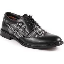 Metrocharm MET525-1 Mens Plaid Lace Up Wing Tip Classic Oxford Dress Shoes