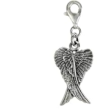 Moonlight Mysteries Sterling Silver Folded Angel Wings Feather Clip Charm