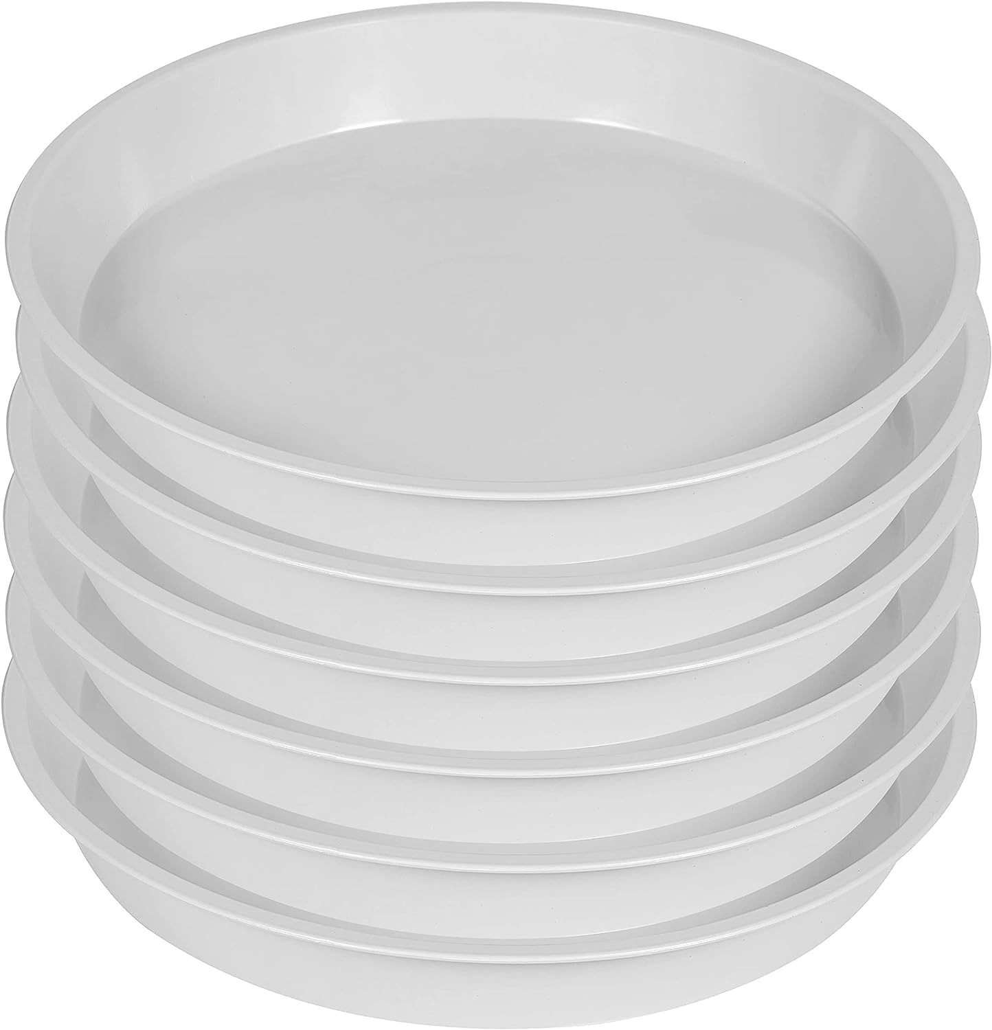 Plant Saucer 10 Inch, 6 Pack of 10 inch Plant Saucer Round, Plastic Flower Plant Trays for Pots, Plant Saucers for Indoors 9", Plant Pot Saucers (White)