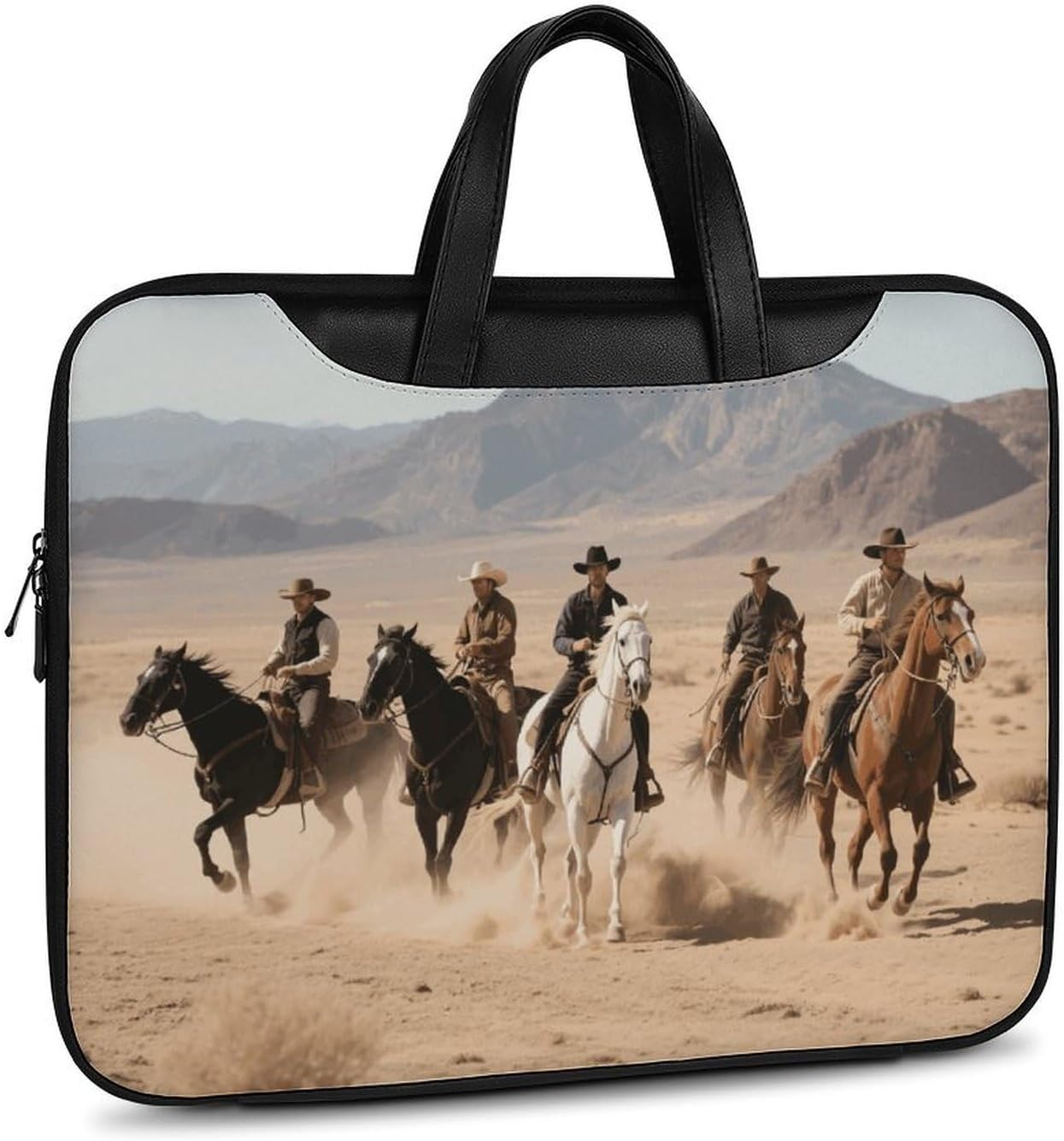 Western Desert Vintage Cowboy PU Leather Laptop Tote Bag