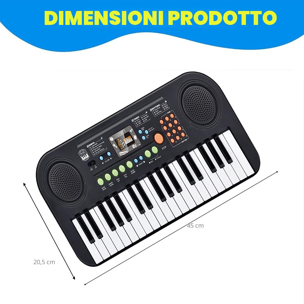Pianola Per Scuola Media,Tastiera 37 Tasti Scuola Media,Pianola 37 Tasti,Con Microfono,Portatile Multifunzionale,Formazione Musicale Introduttiva,Per i Bambini Di 3 4 5 6 Anni e Oltre, Principianti