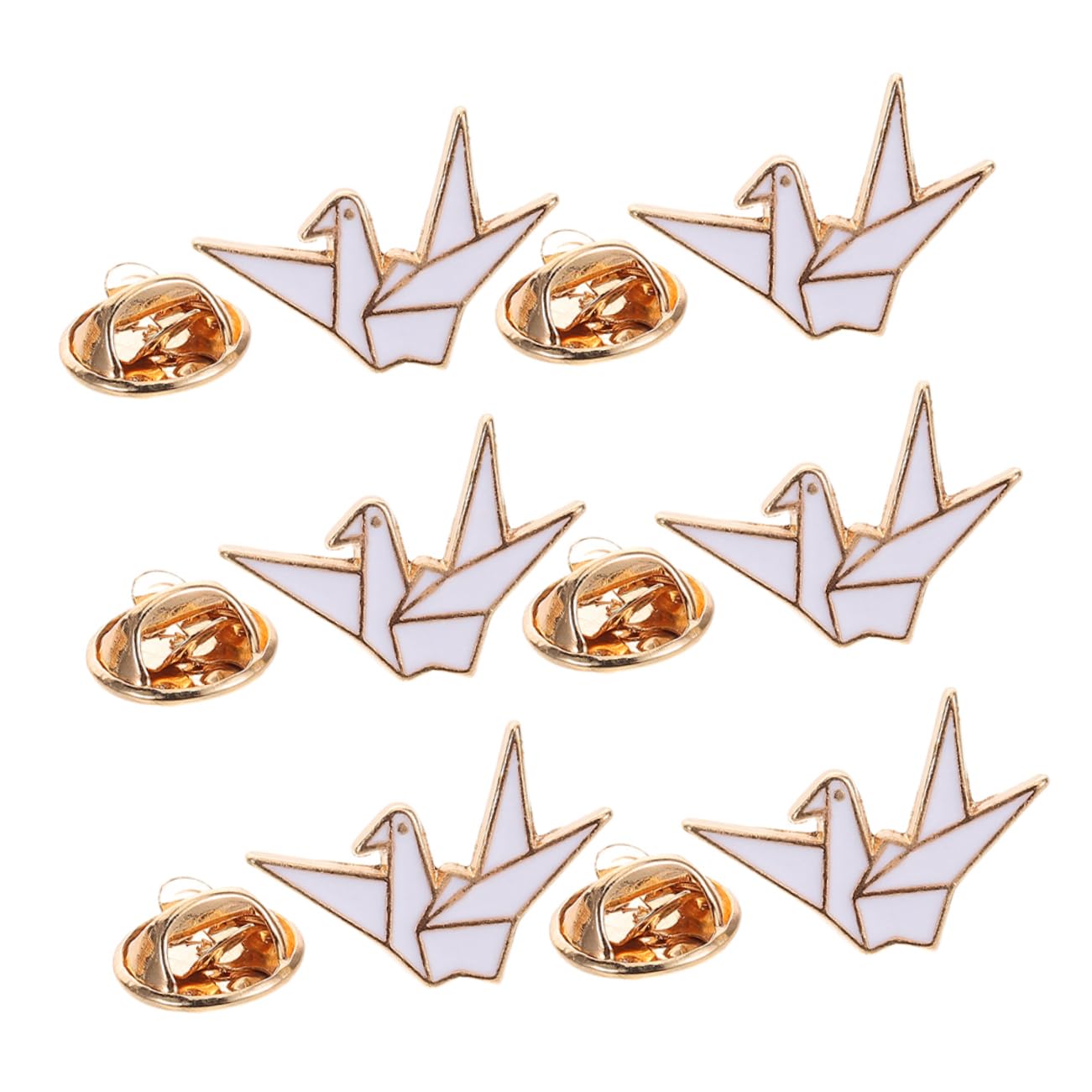 TOGEVAL 折り紙の鶴ブローチピン 漫画風デザイン 多機能ラペルピン 女性用ノベルティピン ファッションアクセサリー 仕事 パーティー 旅行用 6個セット