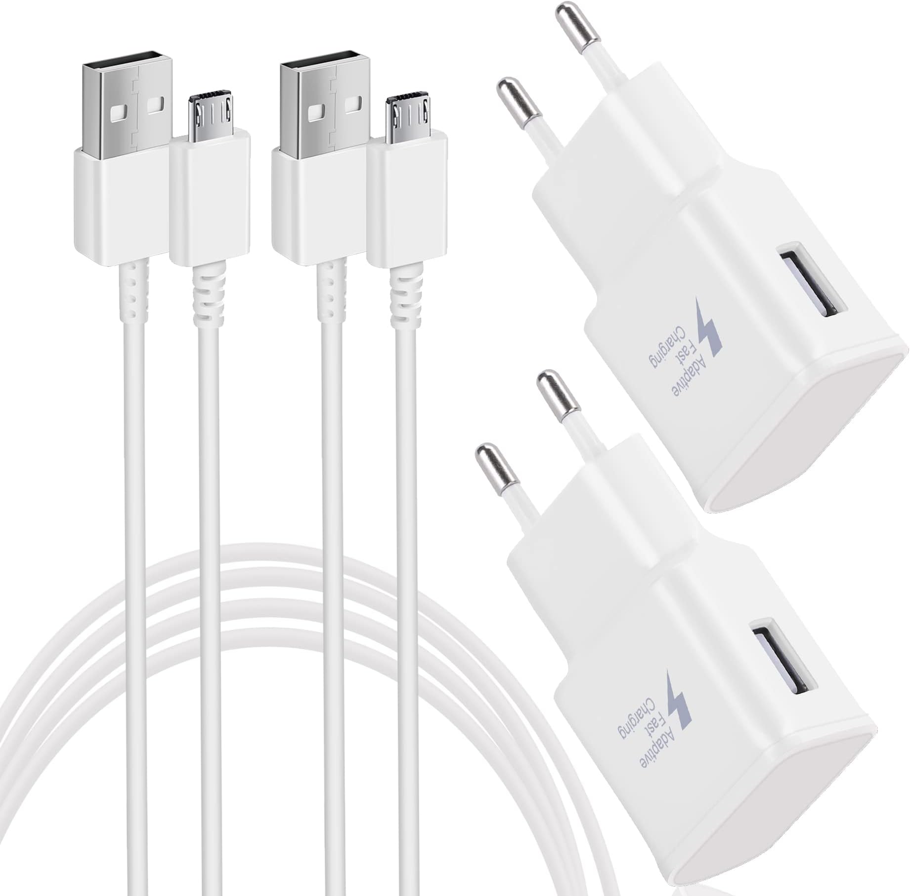 Câble De Charge Rapide Micro USB Tressé Argenté 3ft (90cm) - Marque Cococat - Pack 1