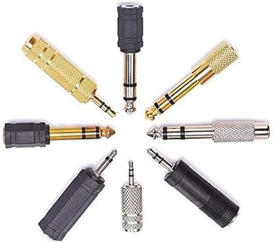 Nightwolf 8 Pieces Audio Adapter Set - Gold Stereo 6.35mm 1/4inch to 3.5mm 1/8inch and 3.5mm to 2.5mm Mic Plug Connector