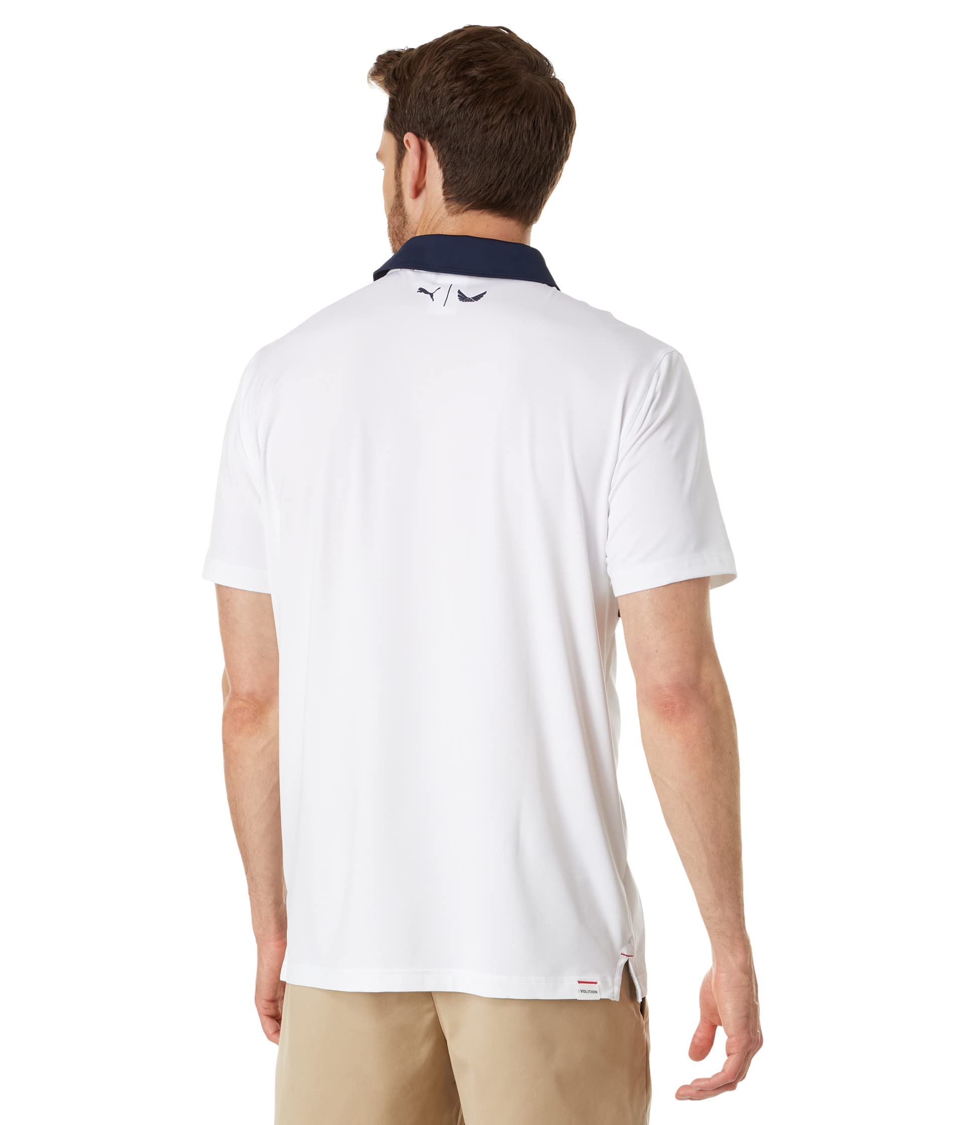 Puma Golf Volition Flag Stripe Polo, Bright White-Navy Blazer, 3XL