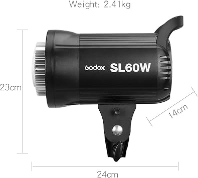 Godox SL-60W CRI 95+ LED Video Light SL60W White 5600K Version 60WS Bowens Mount with Folding Softbox 60CM x 60CM Bowens Mount,Light Stand