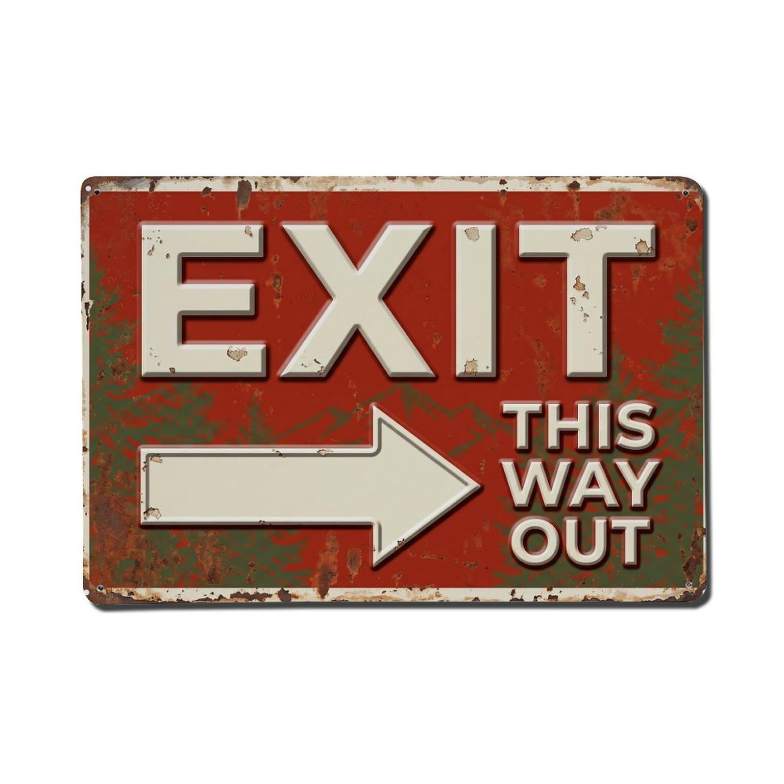 Exit This Way Out Escape Direction Vintage Metal Tin Sign Plaque Wall Decor for Cafe, Club, Garden Metal Poster 8x12Inch
