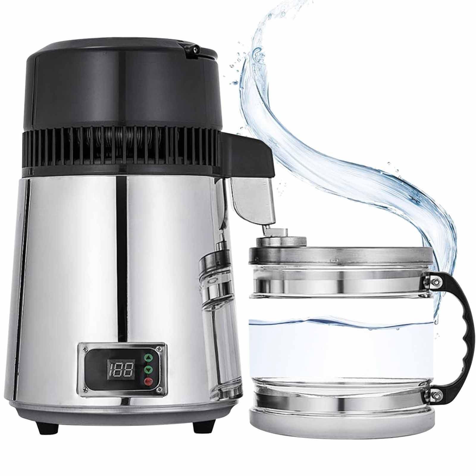 Destilador De Agua De 4 L, Destilador De Agua Pura con Pantallas De Temperatura Dual, Máquina De Agua Destilada De 750 W con Recipiente De Vidrio,220V