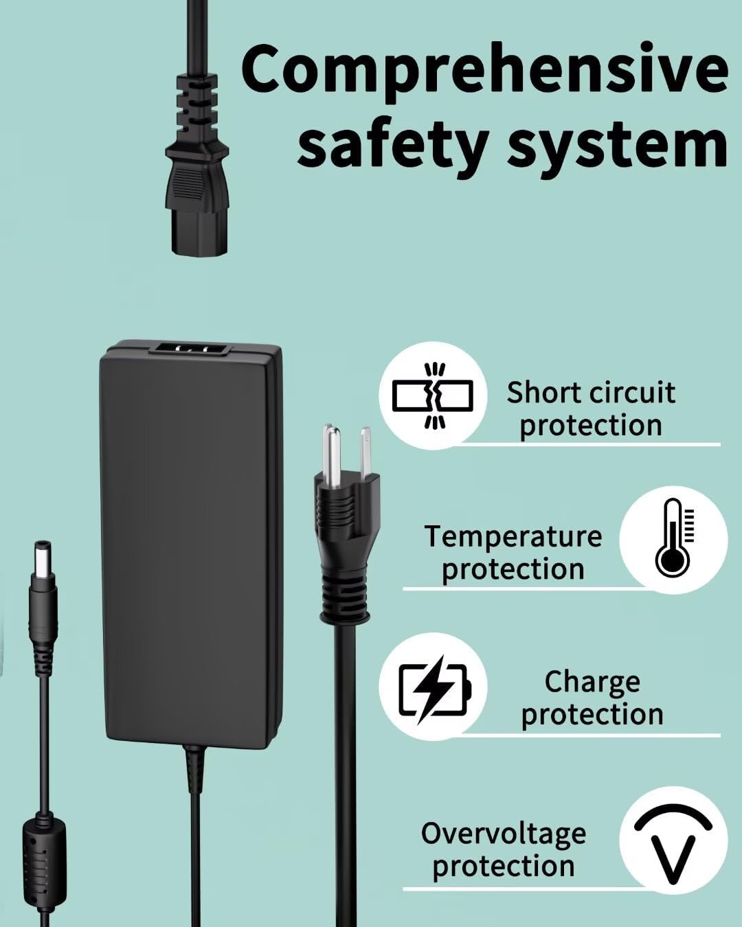 AC Adapter Compatible with Sony KDL-48W600B KDL-40W600B Smart LED HD TV Power Charger Cord image 2