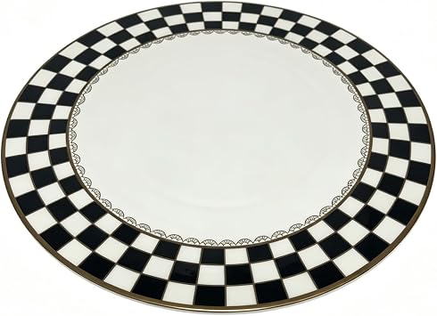 Bone China Checkerboard Cake Stand, 11.5-inch Dessert Pedestal
