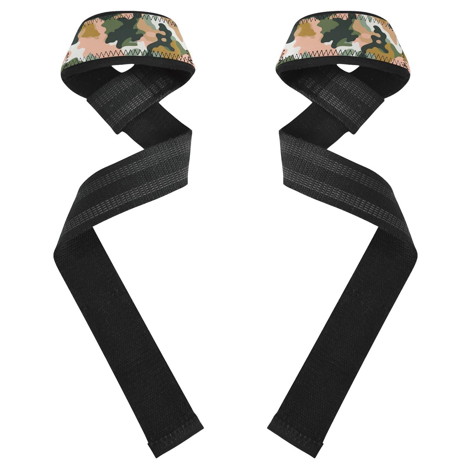 Nander Military Green Camouflage Wrist Straps for Weightlifting,Lifting Straps with Neoprene Cushioned Wrist Padded and Anti-Skid Silicone for Strength Training,Bodybuilding,Deadlifting