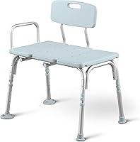Medline Tub Transfer Bench Shower Chair with Microban Protection - Adjustable Height Bath Seat for Seniors, 350 lb Capacity, Light Blue