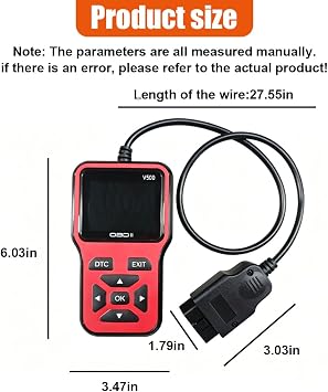 Car OBD2 Scanner Diagnostic Tool, Car Scan Tool with I/M Readiness, O2 Sensor Test, Voltage Test, Multifunctional Auto Code Reader for Most OBDII Cars, SUVs, Trucks (Red)
