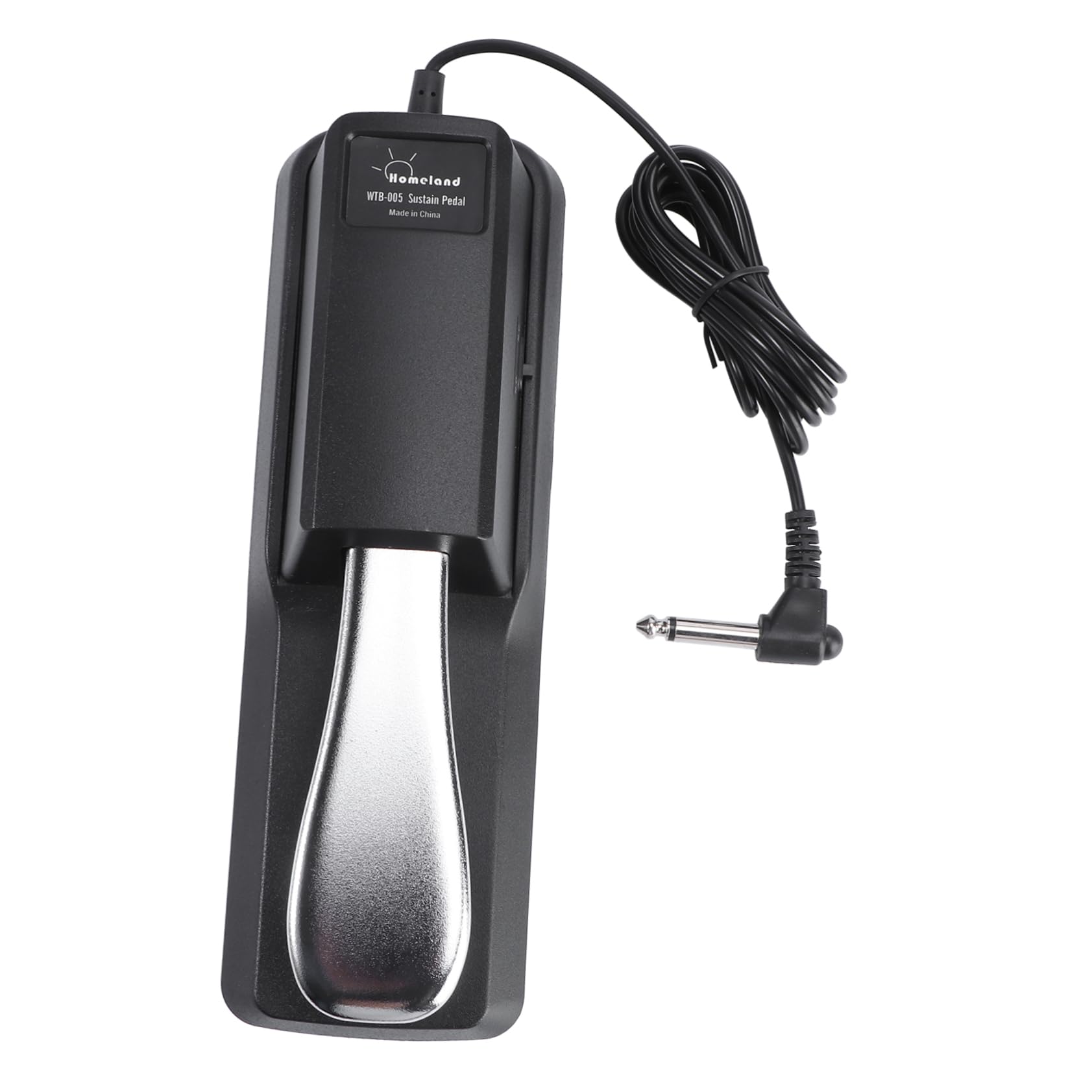 OFFSCH 005 Electronic Keyboard Sustain Pedal Black Silver Damper Pedal for Piano Keyboards Hard Plastic Plated Metal 23x7.4x5.7cm 150cm Cable 1/4 Inch