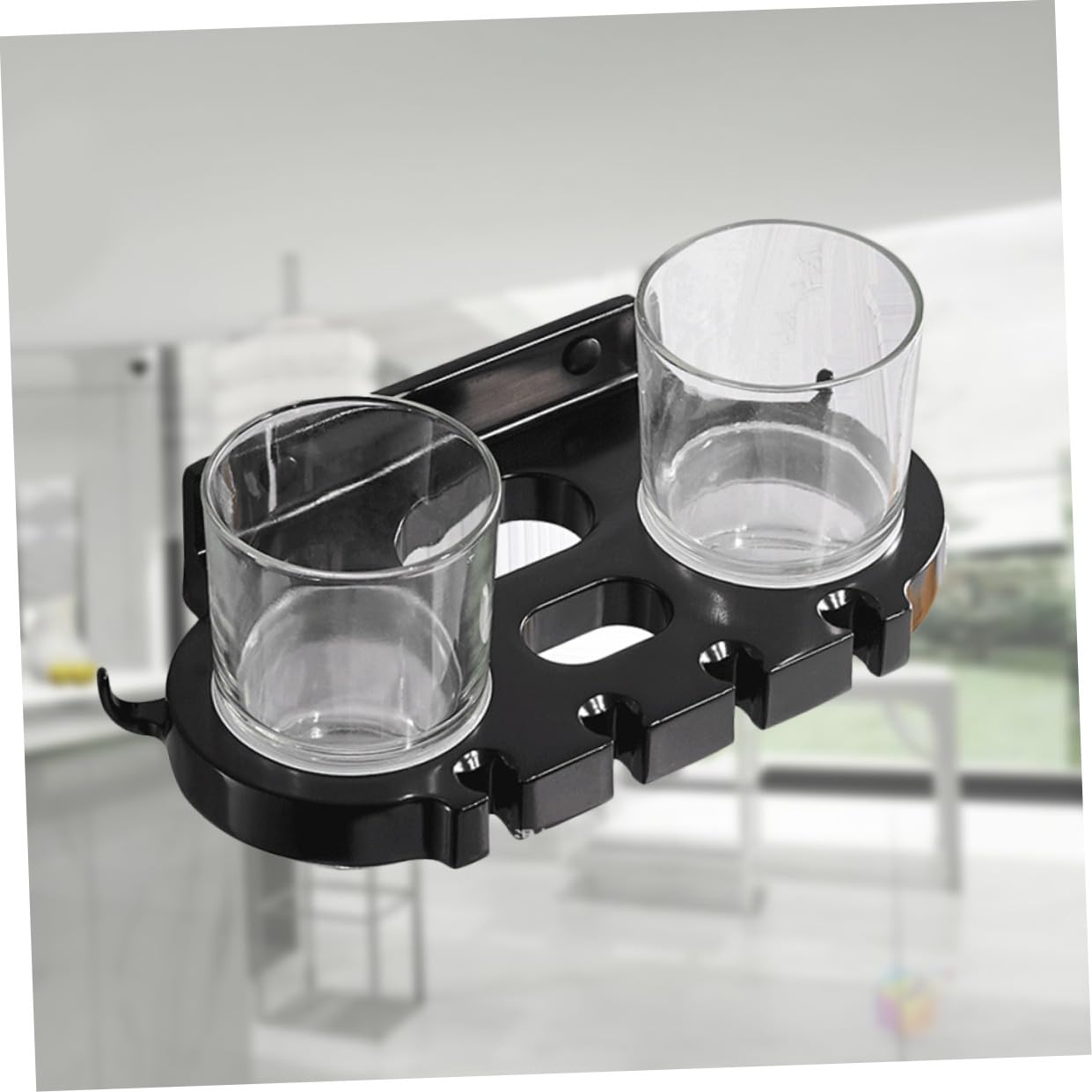 Zahnbürstenhalter Mit Haken Für Badezimmer Freipunch-Design Aus Rostfrei Schwarz Sparend Installieren