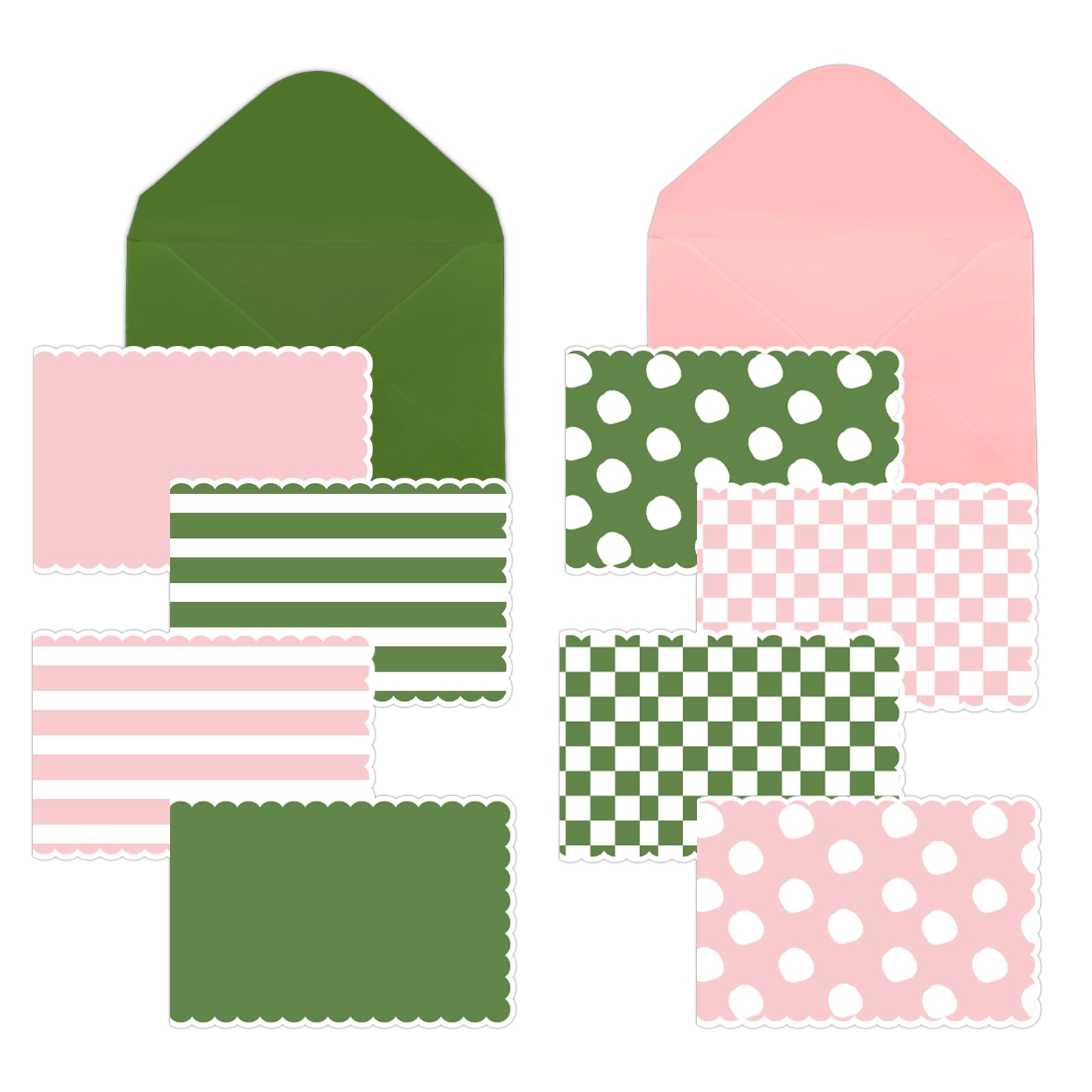 EggSun 64Pack Aka Thank You Pink&Green Cards with Envelopes, Cute 3.5x5 Inch Mini Aka Sorority Greeting Cards, Sorority Gift for Women,Wedding