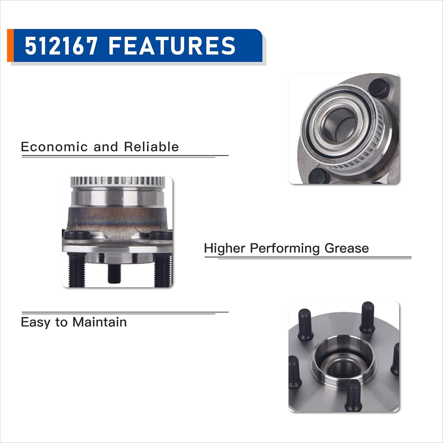 PAROD 512167 2PCS Rear Wheel Bearing Hub Assembly Fit for Chrysler Neon 2000-2002,PT Cruiser 2001-2009,Dodge Neon SX 2 2000-2005,Plymouth Neon 2000-2001 w/ABS