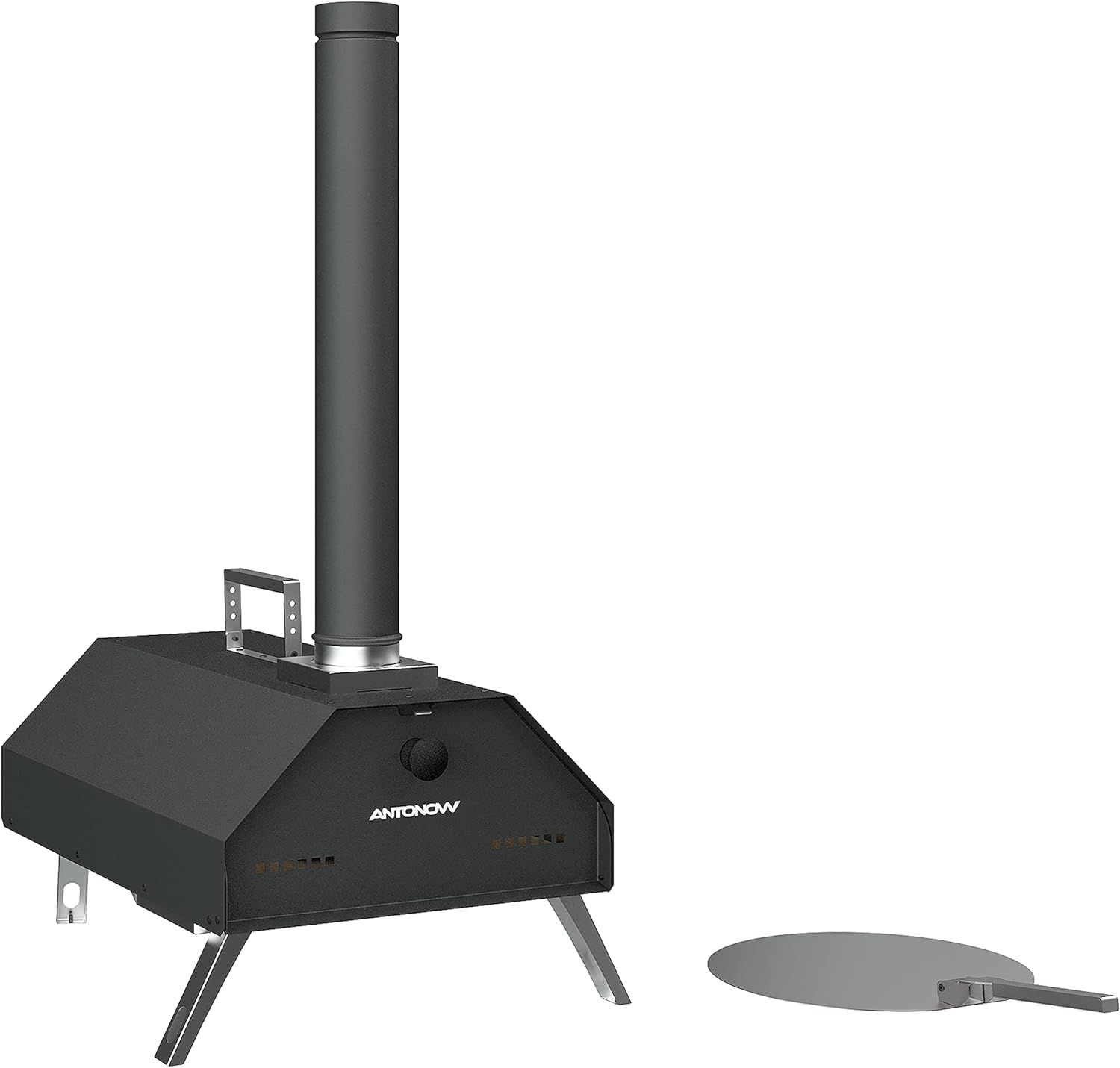 Minia 29 Matte Black With Stainless Steel – Wood Fired Outdoor Pizza Oven – With Steatite Soapstone Baking Board – Portable Pizza Oven – Perfect For Any Outdoor Adventure