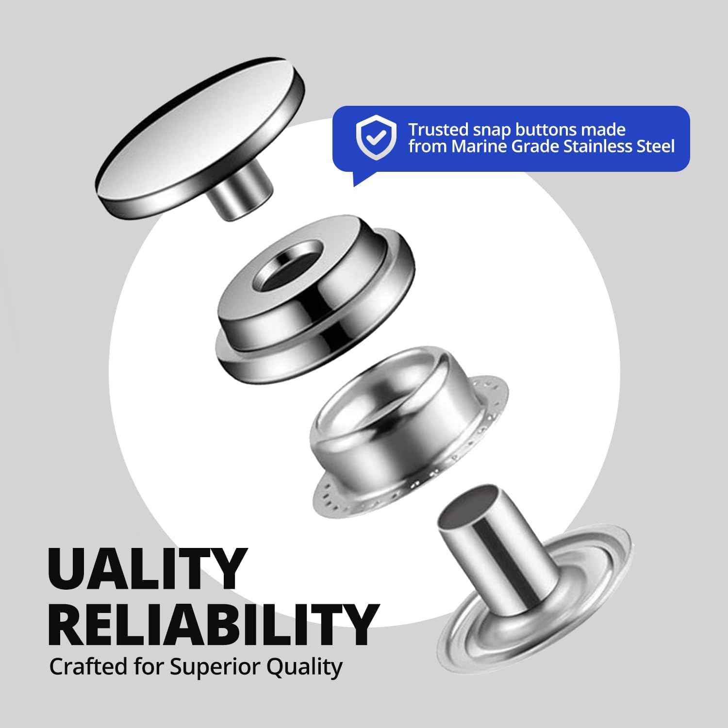 120 Stainless Steel Marine Grade Boat Canvas Snap Kit 15 mm Fasteners - snap button press stud cap for fabric & jeans DIY craft marine & clothing PU image 4