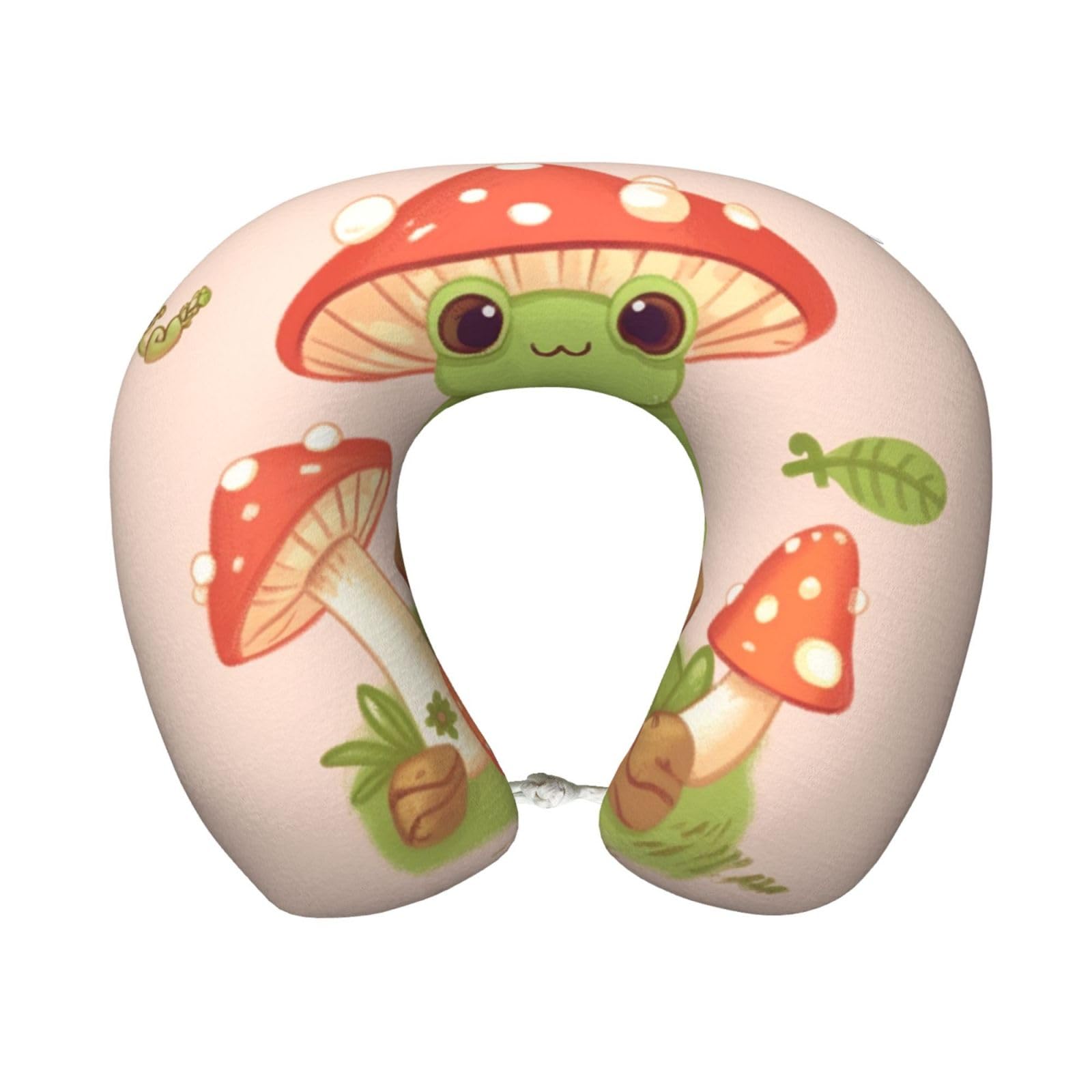 FekiLoot Travel Pillow for Sleeping, Cute Frogs and Mushrooms Travel Neck Pillow Comfortable U Shape Memory Foam Neck Rest Support Portable Travel Accessories Suitable for Airplane Car Office