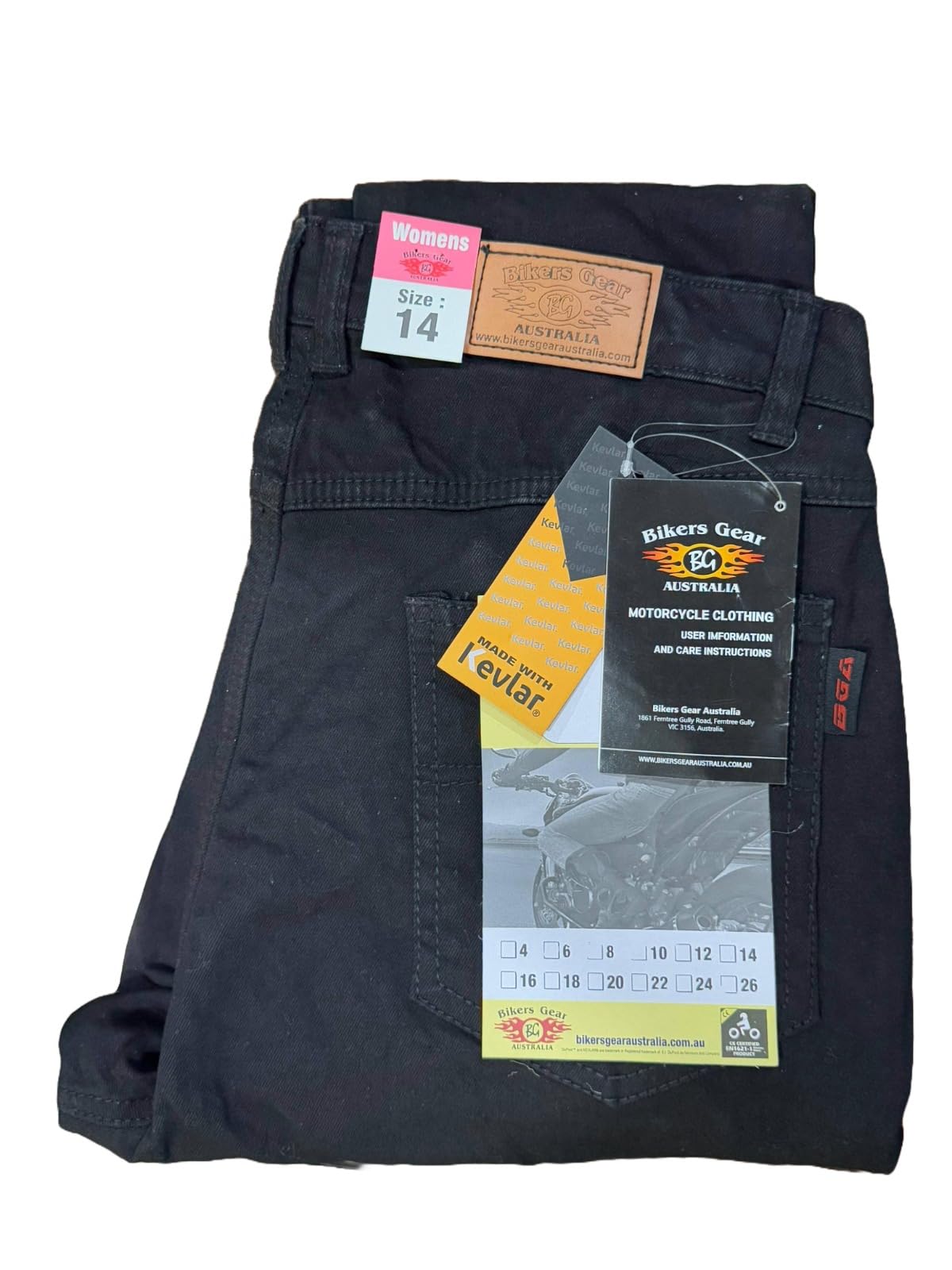 BGA Jeans de moto pour femme – Bikers Gear Australia Pantalon de moto de protection Kevlar extensible avec armure amovible au niveau des hanches et des genoux