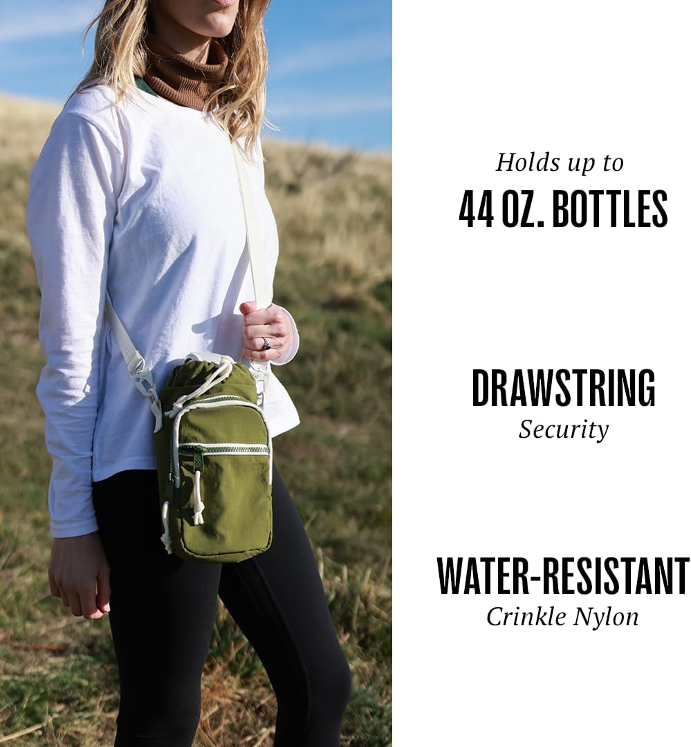 Condition photo showing New/Like New for thread wallets water bottle sling crossbody bag – small cross body sling with pockets for water bottle, cash, phone & keys olive