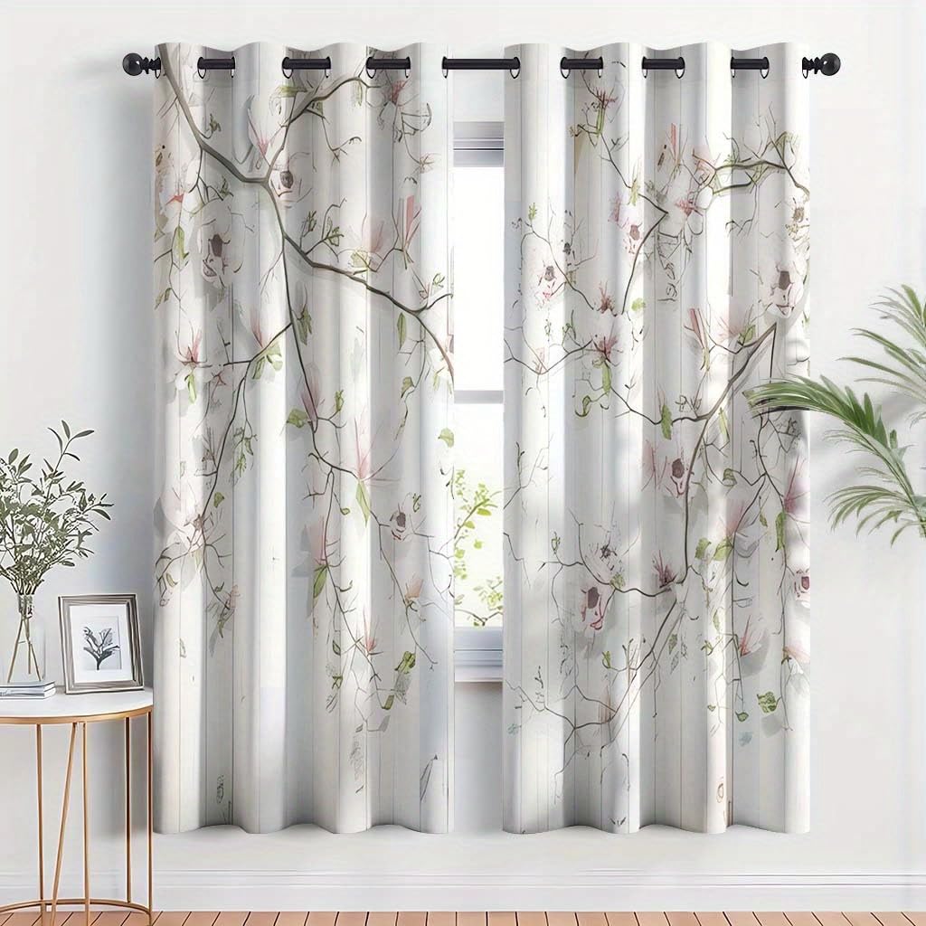Rideaux occultants à œillets fleuris pour tamiser la lumière de la chambre
