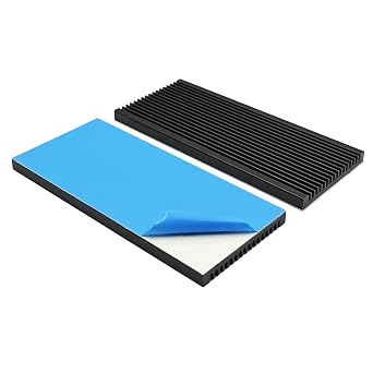 2Pcs 100 x 45 x 5mm Heatsink Aluminum Thin Heat Sink with Thermal Conductive Adhesive Tape Cooling Fin for Cooler Electronics CPU Led Black
