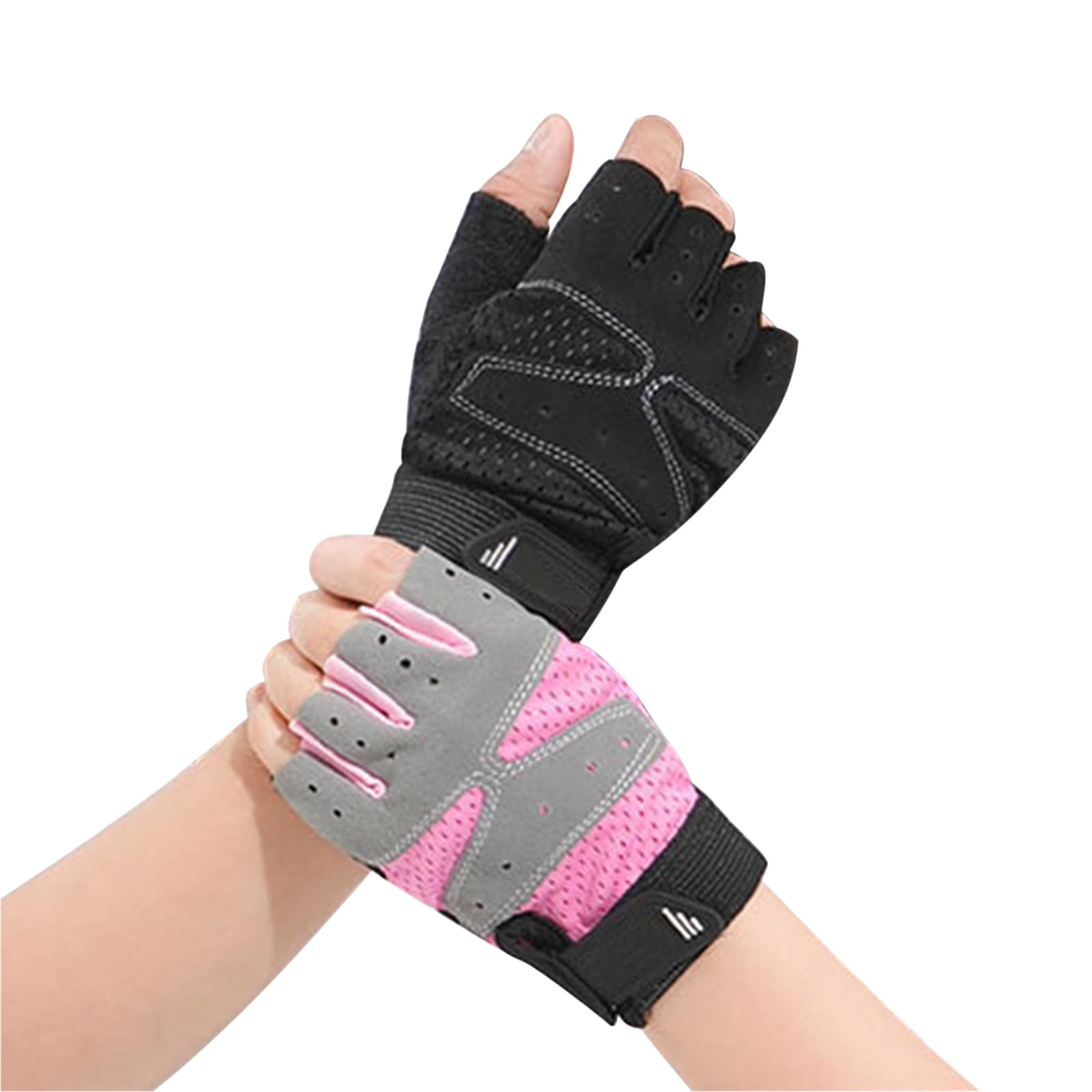 TINAYAUE Kids Cycling Gloves Thin Breathable Non Slip Shockproof Sports Half Finger Gloves for Riding Biking Roller Skating (Pink, Medium)