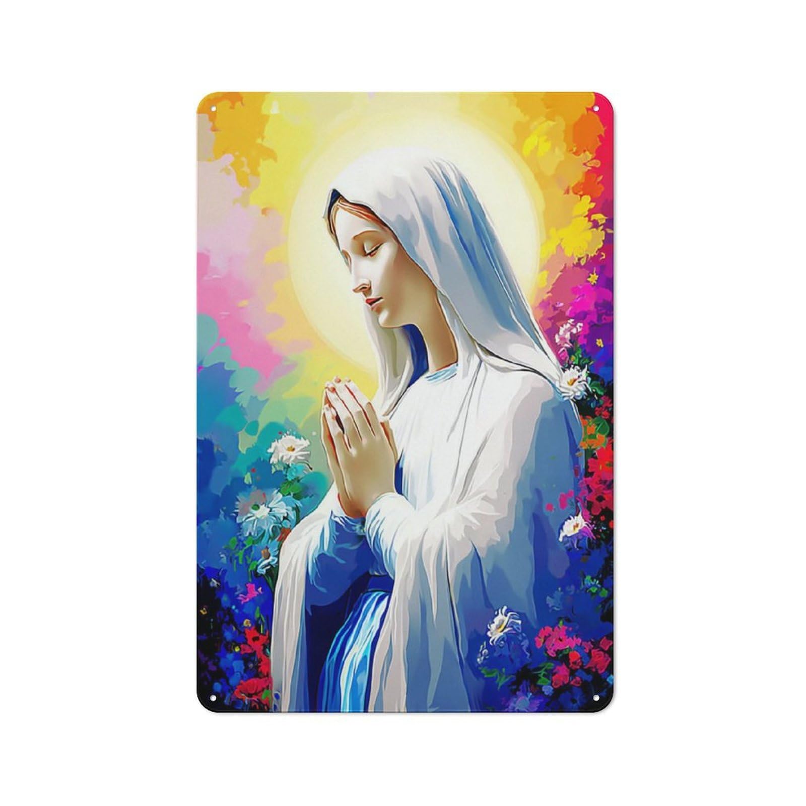Junmoney Prayerful Serenity In White Vintage Tin Sign 30X20cm For Dining Room Or Kitchen, For Themed Interiors In Kitchens And Dining Spaces