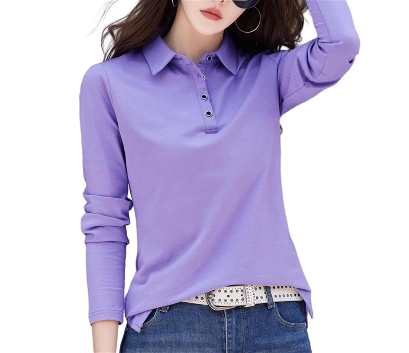 Polo de manga larga para mujer que estiliza la silueta con su tejido elástico