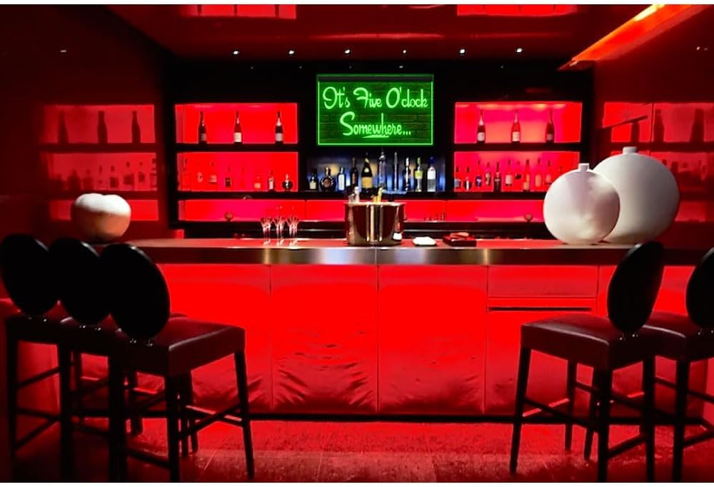 170038 It's 5 O'Clock Somewhere Home Bar Beer Pub Happy Hour illuminated Display LED Night Light Neon Sign (16" X 12", Green)