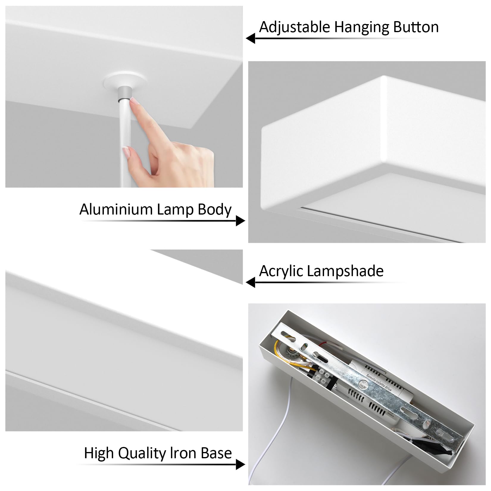 100CM LED Dimmbar Hängelampe, mit Fernbedienung, 36W, Weiß | 3000K/4000K/6000K , Einstellbare Pendelleuchte, Modern Esstisch Hängeleuchte, für Esszimmer, Küche, Büro, Wohnzimmer