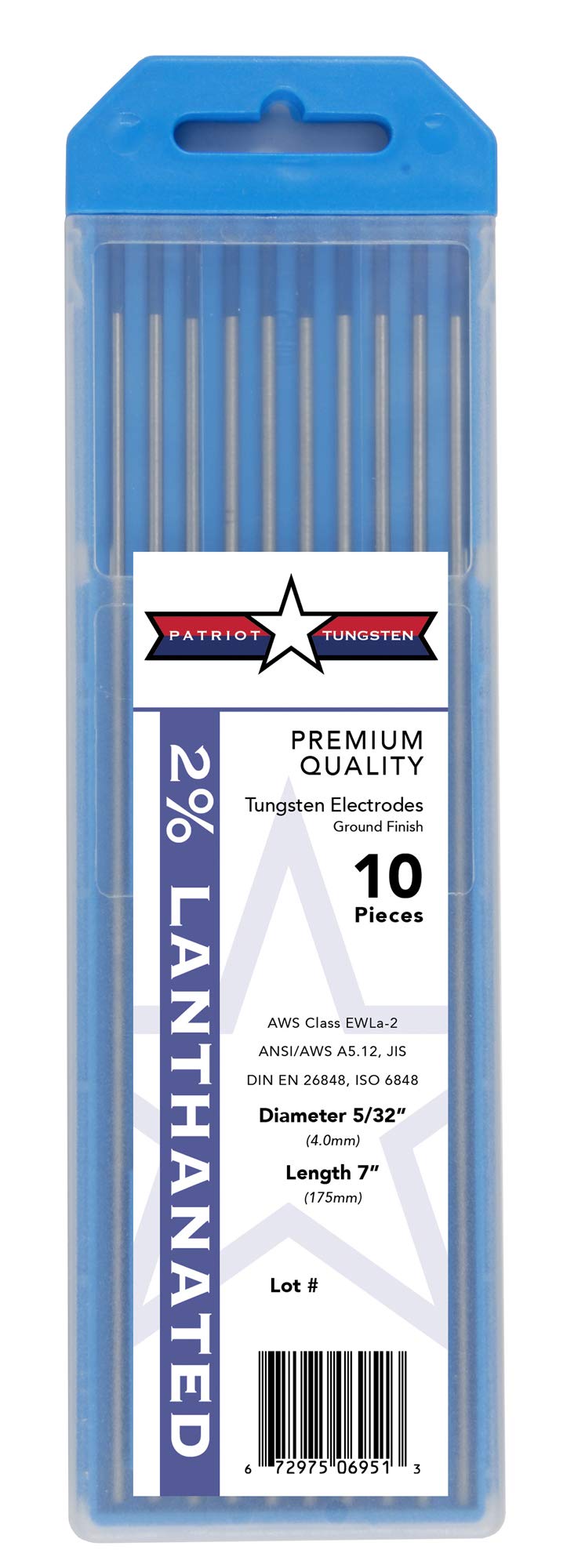 TIG Welding Electrodes 2% Lanthanated WL20 (EWLa-2) Blue 5/32" 10 Pack