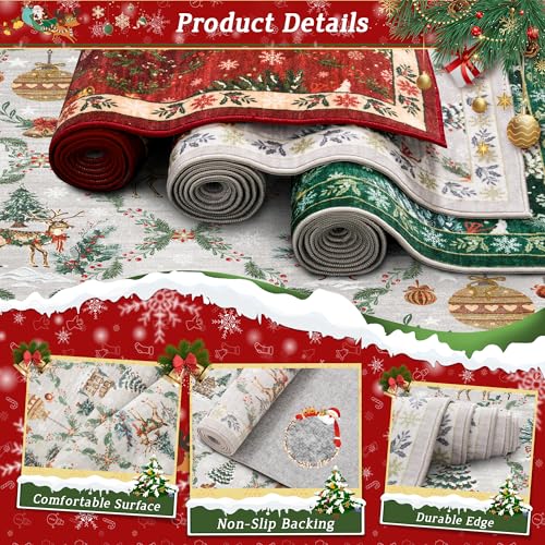 Madane Christmas Area Rug 2x3, Small Washable Grey Entryway Carpet Xmas Holiday Decor Accent Kitchen Non Slip Soft Low Pile Floor Doormat Indoor Throw Rug Entry Bedroom Entrance