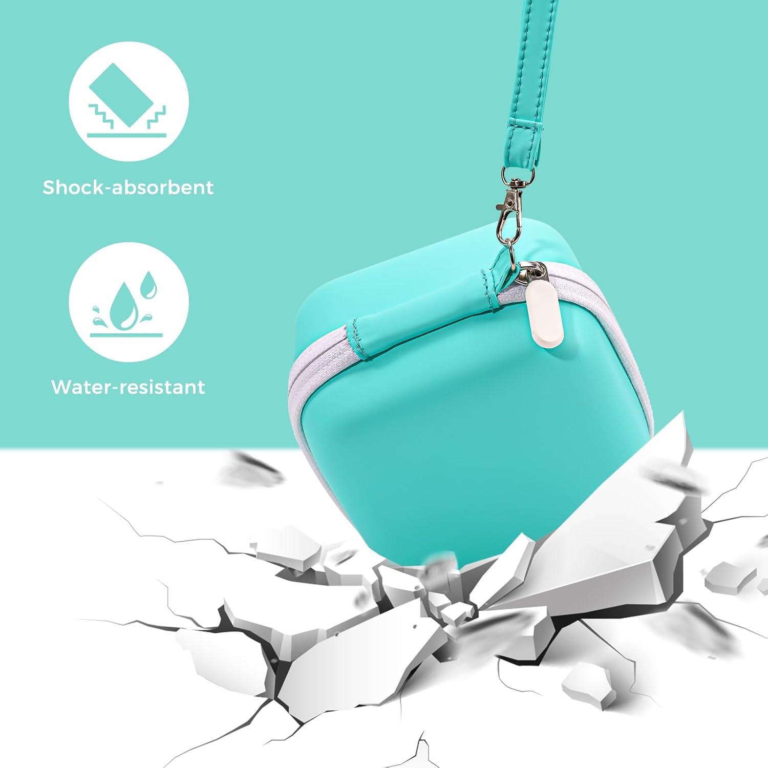 ProCase Carrying Case for Phomemo M02 P12 Memoking T02, Travel Bag for Mini Portable Thermal Sticker Printer Label Maker, Sticker Machine Paper USB Cable Hard Storage Box Holder - Blue - Image 5