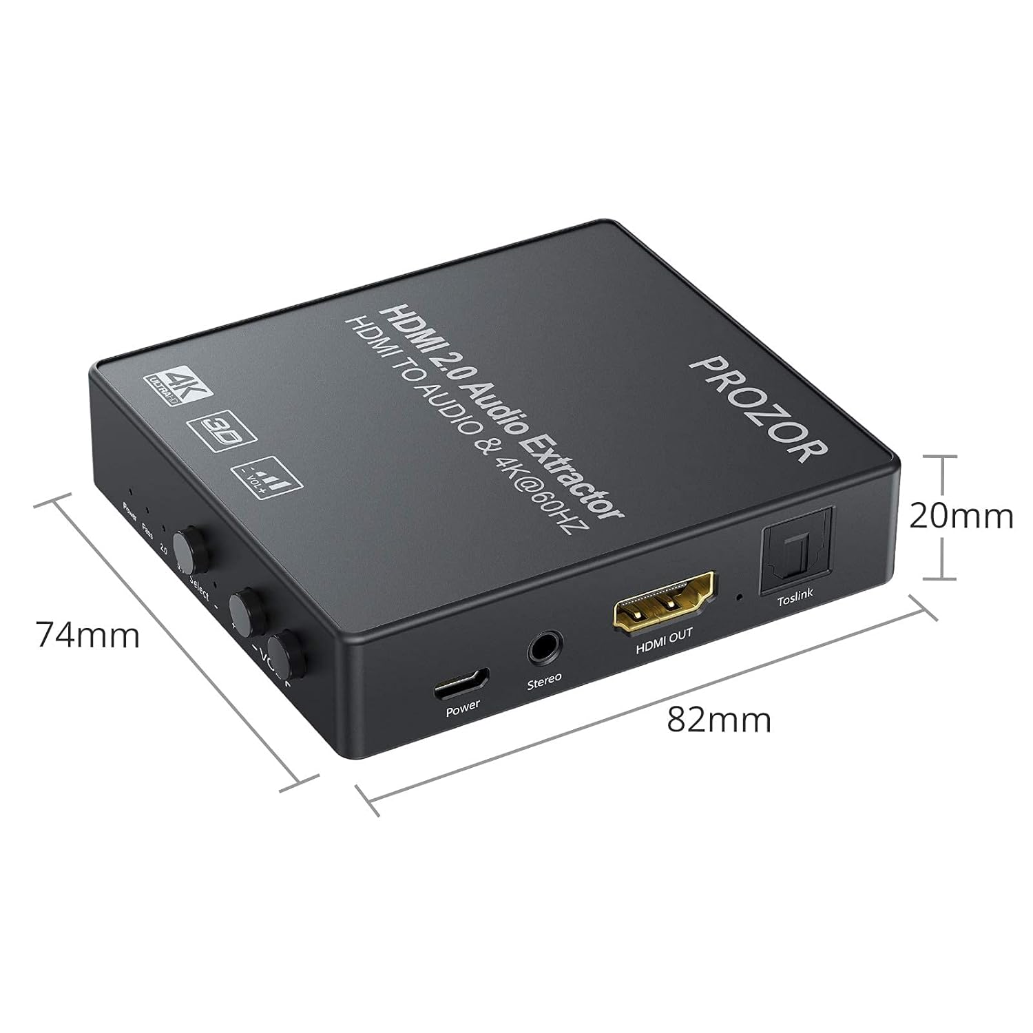 Dimensions of PROZOR HDMI Audio Extractor