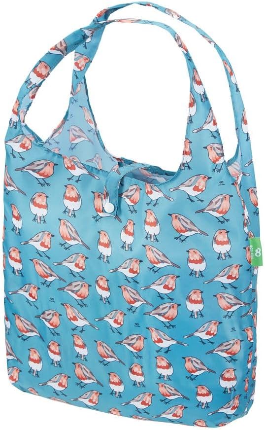 Lightweight Foldable Reusable Shopping Bag Water Resistant Tote Bag (Robins Teal)