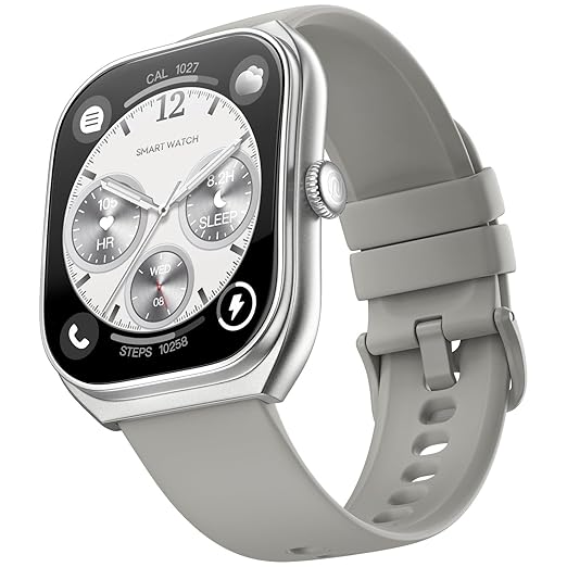 Noise Icon Arc 2.01" Immersive Curved Display Smartwatch, 10-Day Battery, 1ATM Water Resistant, Functional Crown, 100+ Sports Modes, Health Suite™, Voice Assistant, Built-in Games (Silver Grey)