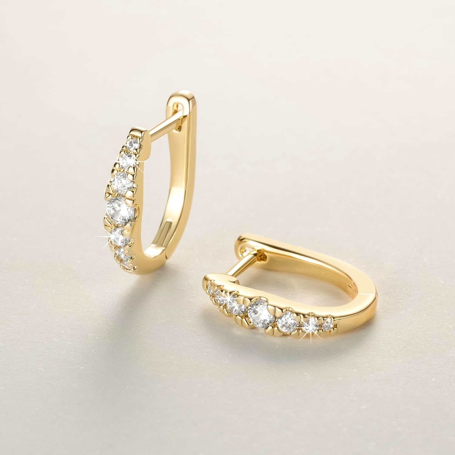 Hoop Earrings Gold Plated Earrings for Women’s Hoop Earring Small Thick Exquisite Diamond 16 mm