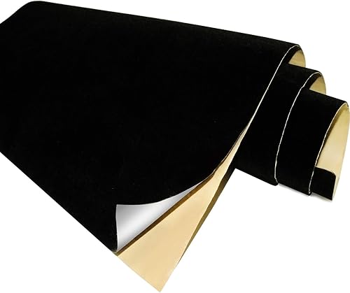 Hojas de fieltro adhesivas de tela de terciopelo negro para arte y manualidades, joyero, forros de cajón, 2 unidades (17.3 x 39.3 pulgadas)