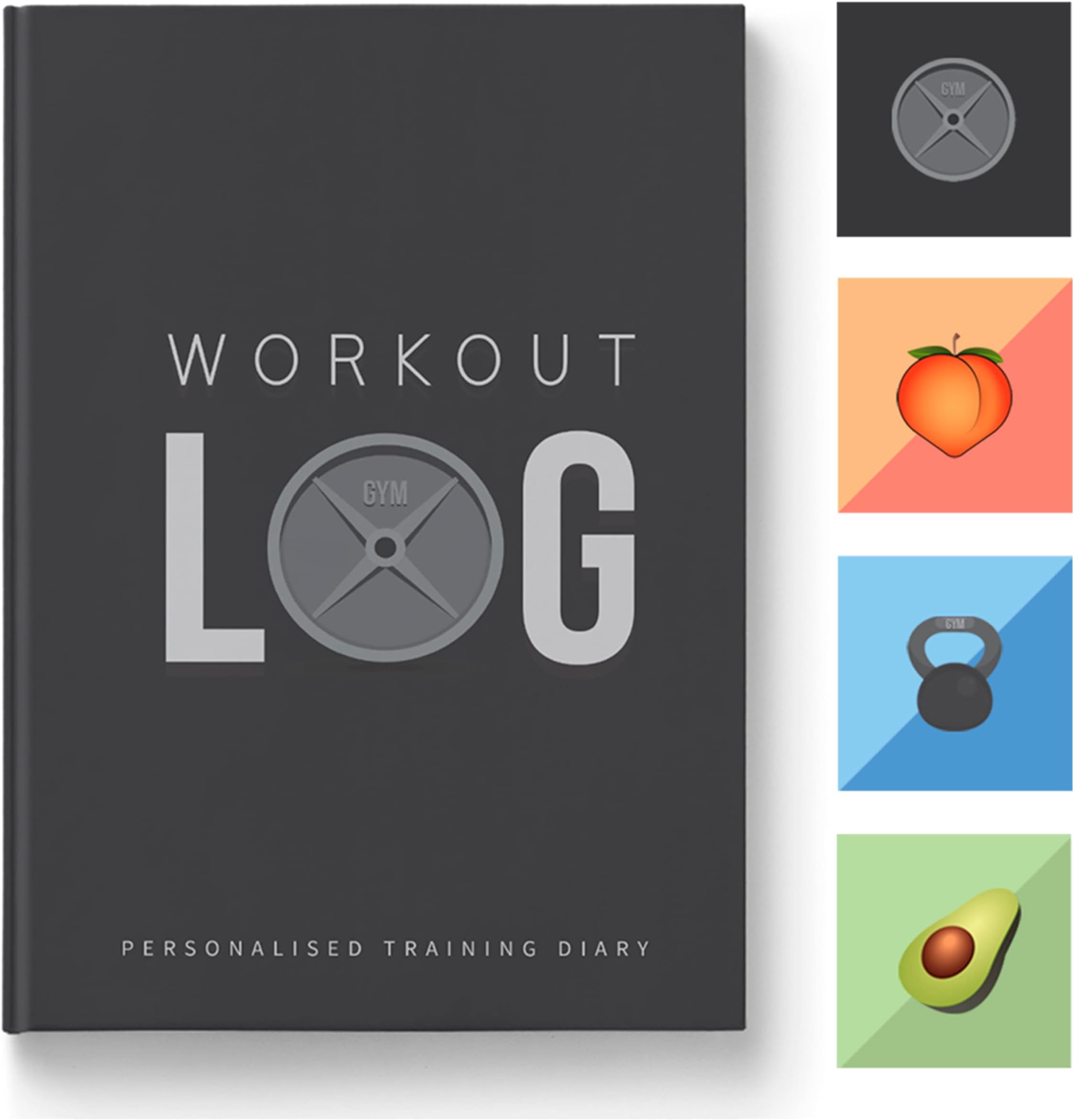 Workout Log Gym - 6 x 8 Inches - Hardback Gym and Fitness Diary with Heavy-Duty Covers - Set Goals, Track 100 Workouts and Record Progress - Charcoal Gray