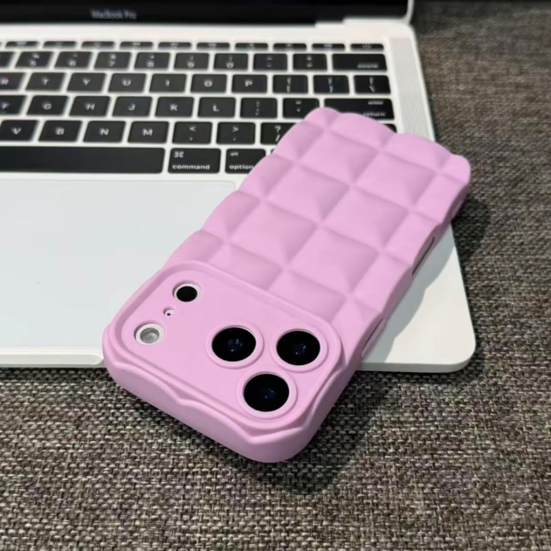 Coque silicone brillant iPhone 17 violet quadrillé chocolat premium - 8