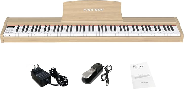 KIMFBAY Electronic Piano, 88 Keys Wooden Design Keyboard Piano, 88 Keys Portable Piano, Beige | Beginner Piano, MIDI Compatible, Sustainable Pedal, Electronic Piano for Home Practice, Japanese Instruction Manual