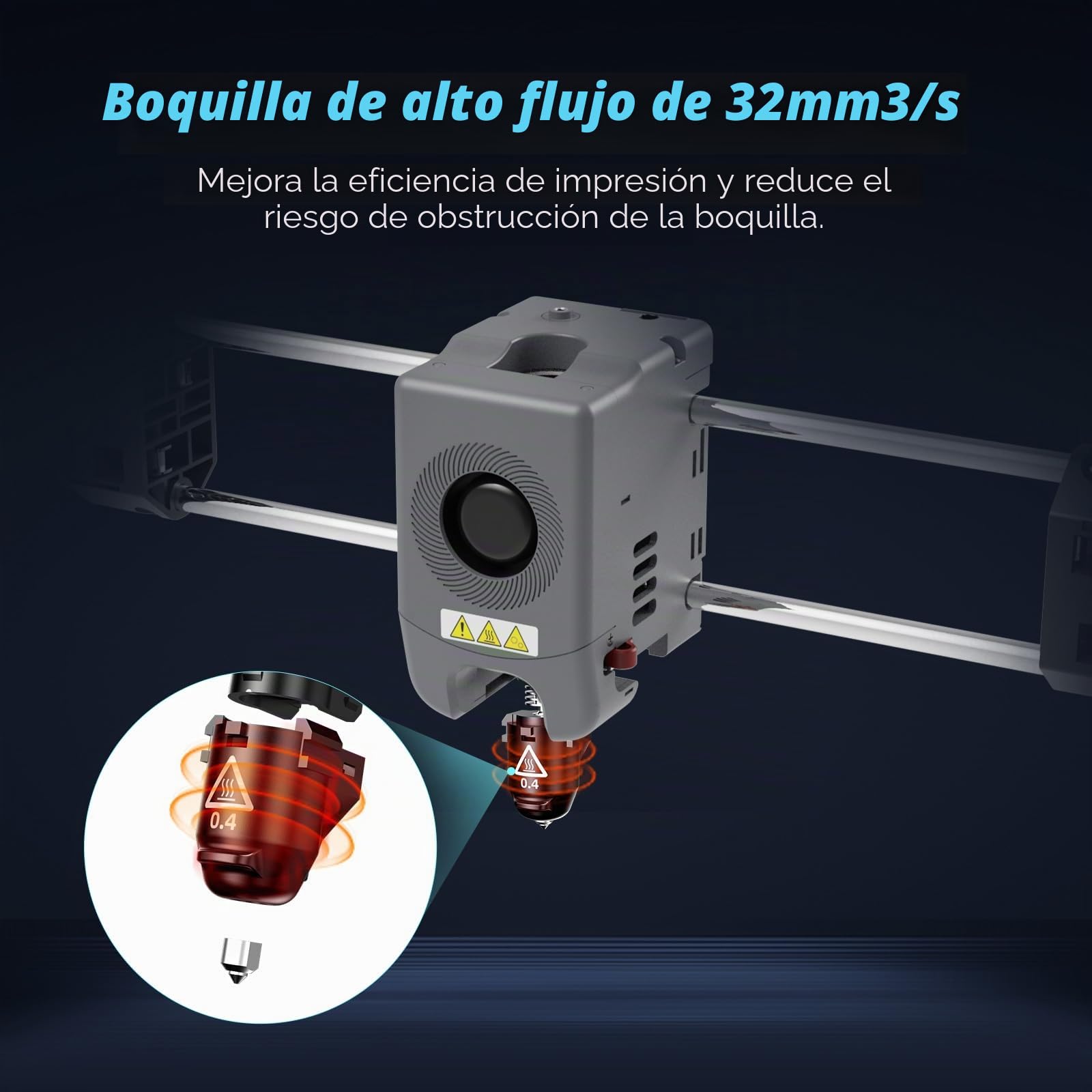 FLASHFORGE Adventurer 5M Pro Boquilla, 0.25mm 280℃ Boquilla de alto flujo de 32mm³/s para impresión estable de alta velocidad, hotend Adventurer 5M, boquilla 3S de desmontaje rápido