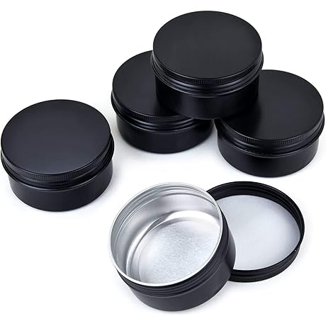 12 Pack Black 3 Oz Lidded Balm Containers and Tins