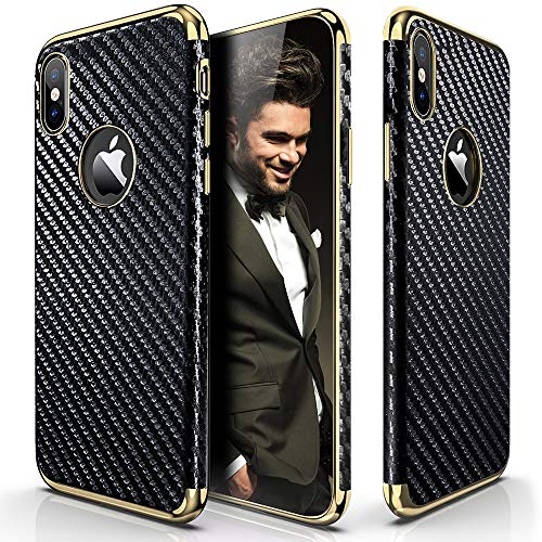 LOHASIC for iPhone Xs Max Case, Slim Luxury Flexible Anti-Slip Soft Grip Protective Cover Cases - Carbon Fiber