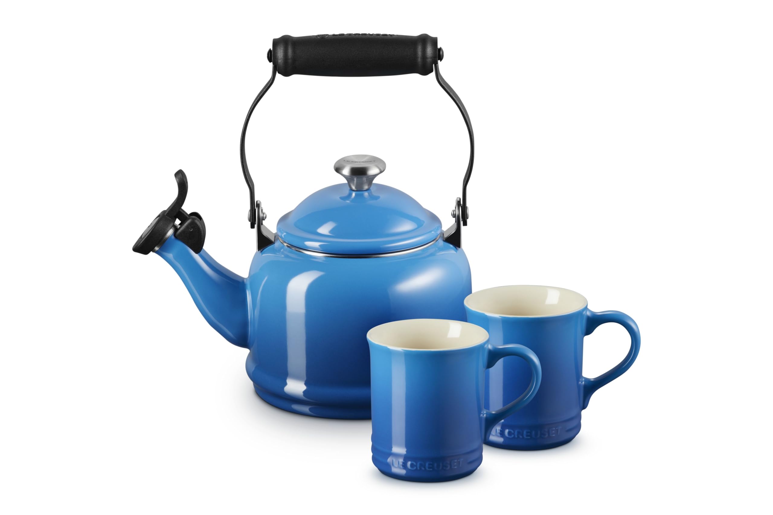 Bouilloire induction Le Creuset Marseille acier émaillé 1,25 l avec lot de 2 mugs en grès