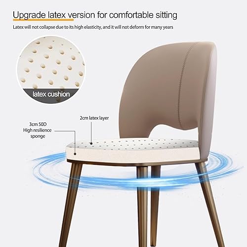 Miniatura 5 de Sillas de comedor de cocina, sillas de comedor curvadas de piel sintética, silla sin brazos con patas de metal, silla de sala de estar para hoteles,