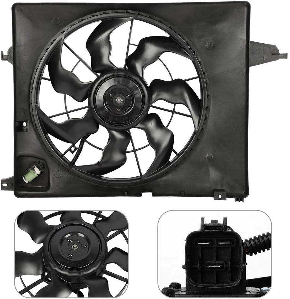 Radiator Fan Assembly Cooling Fan Driver Side/LH 620-463 KFKGF Universal Slim Fan Push Pull Radiator Fan Assembly Cooling 12V Mount Kit 2014 2017 for Hyundai for Santa Fe Sport